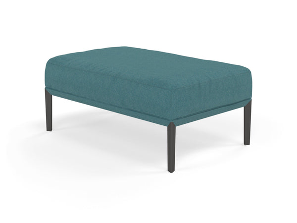 Modern Pouffe Footstool Ottoman Rectangular Seat 103x65cm in Teal Blue Fabric-Wenge Oak-Distinct Designs (London) Ltd