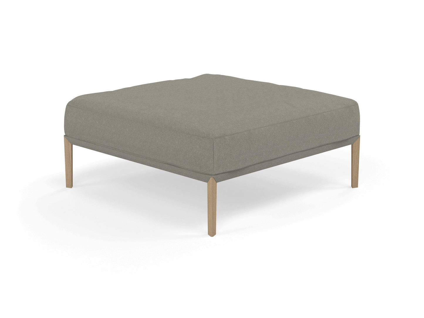 Modern Pouffe Footstools Ottomans Square Seat 103x103cm in Silver Grey Fabric-Natural Oak-Distinct Designs (London) Ltd