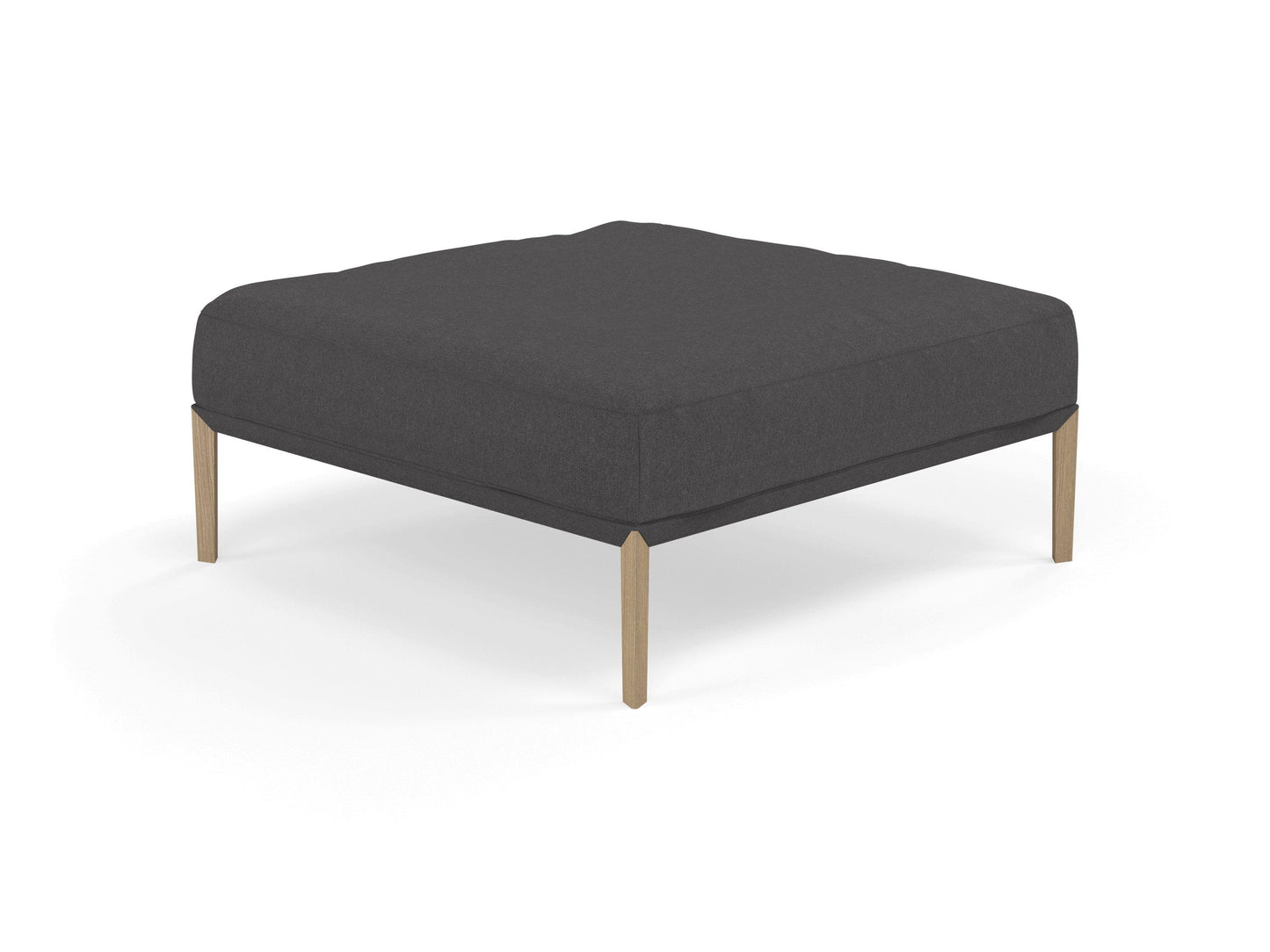 Modern Pouffe Footstools Ottomans Square Seat 103x103cm in Slate Grey Fabric-Natural Oak-Distinct Designs (London) Ltd