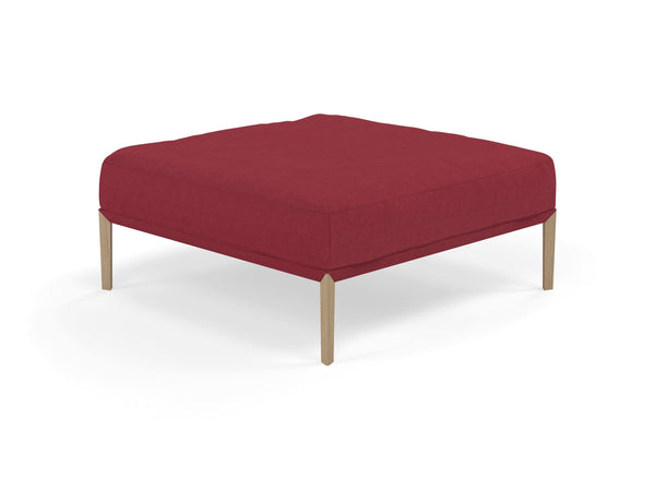 Modern Pouffe Footstools Ottomans Square Seat 103x103cm in Rasberry Red FAbric-Natural Oak-Distinct Designs (London) Ltd