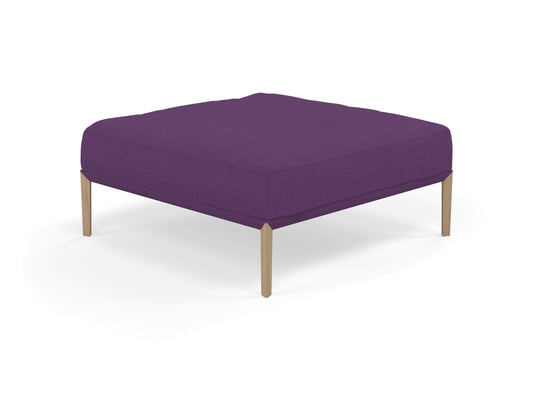 Modern Pouffe Footstool Ottoman Square Seat 103x103cm in Deep Purple Fabric-Natural Oak-Distinct Designs (London) Ltd