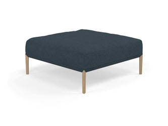 Modern Pouffe Footstool Ottoman Square Seat 103x103cm in Denim Blue Fabric-Natural Oak-Distinct Designs (London) Ltd