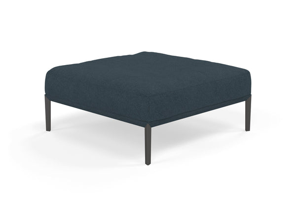 Modern Pouffe Footstool Ottoman Square Seat 103x103cm in Denim Blue Fabric-Wenge Oak-Distinct Designs (London) Ltd