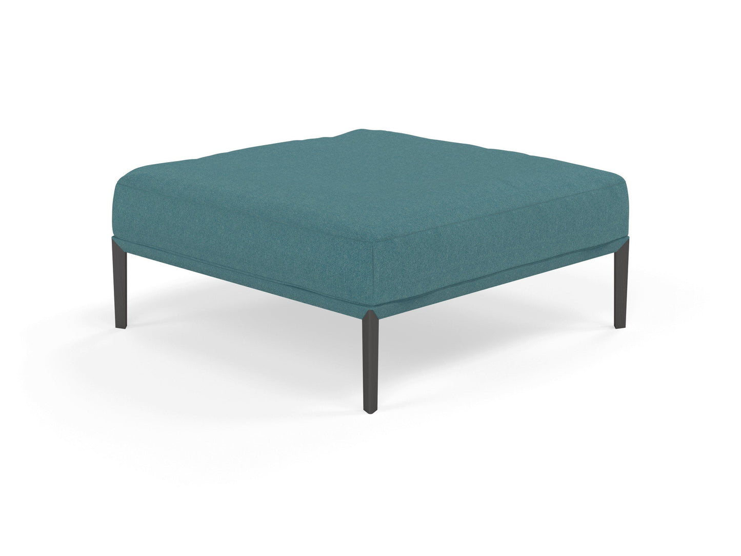 Modern Pouffe Footstools Ottomans Square Seat 103x103cm in Teal Blue Fabric-Wenge Oak-Distinct Designs (London) Ltd