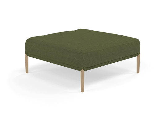 Modern Pouffe Footstools Ottomans Square Seat 103x103cm in Seaweed Green Fabric-Natural Oak-Distinct Designs (London) Ltd