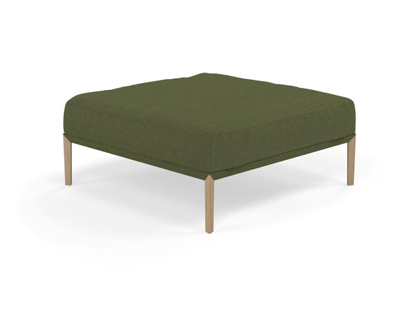 Modern Pouffe Footstools Ottomans Square Seat 103x103cm in Seaweed Green Fabric-Natural Oak-Distinct Designs (London) Ltd