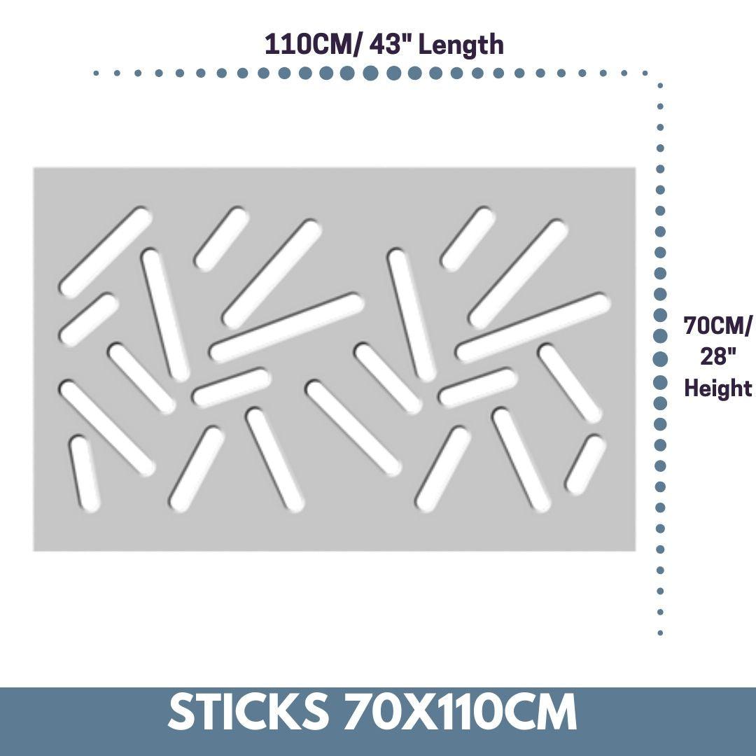 Modern Removable Radiator Cover with subtle STICKS Design HIGH GLOSS Finish & Colours-White Gloss-70x110cm-Distinct Designs (London) Ltd