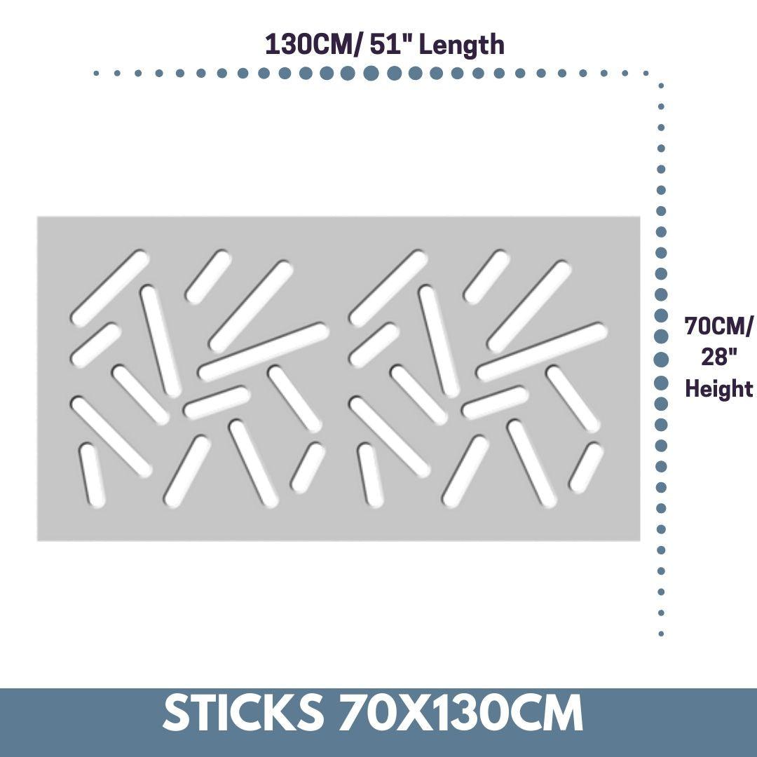 Modern Removable Radiator Cover with subtle STICKS Design HIGH GLOSS Finish & Colours-White Gloss-70x130cm-Distinct Designs (London) Ltd
