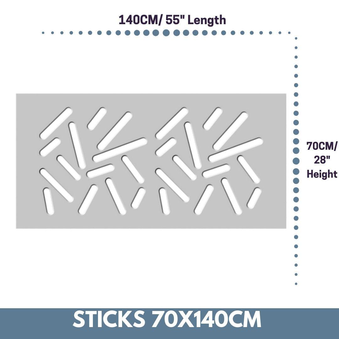 Modern Removable Radiator Cover with subtle STICKS Design HIGH GLOSS Finish & Colours-White Gloss-70x140cm-Distinct Designs (London) Ltd