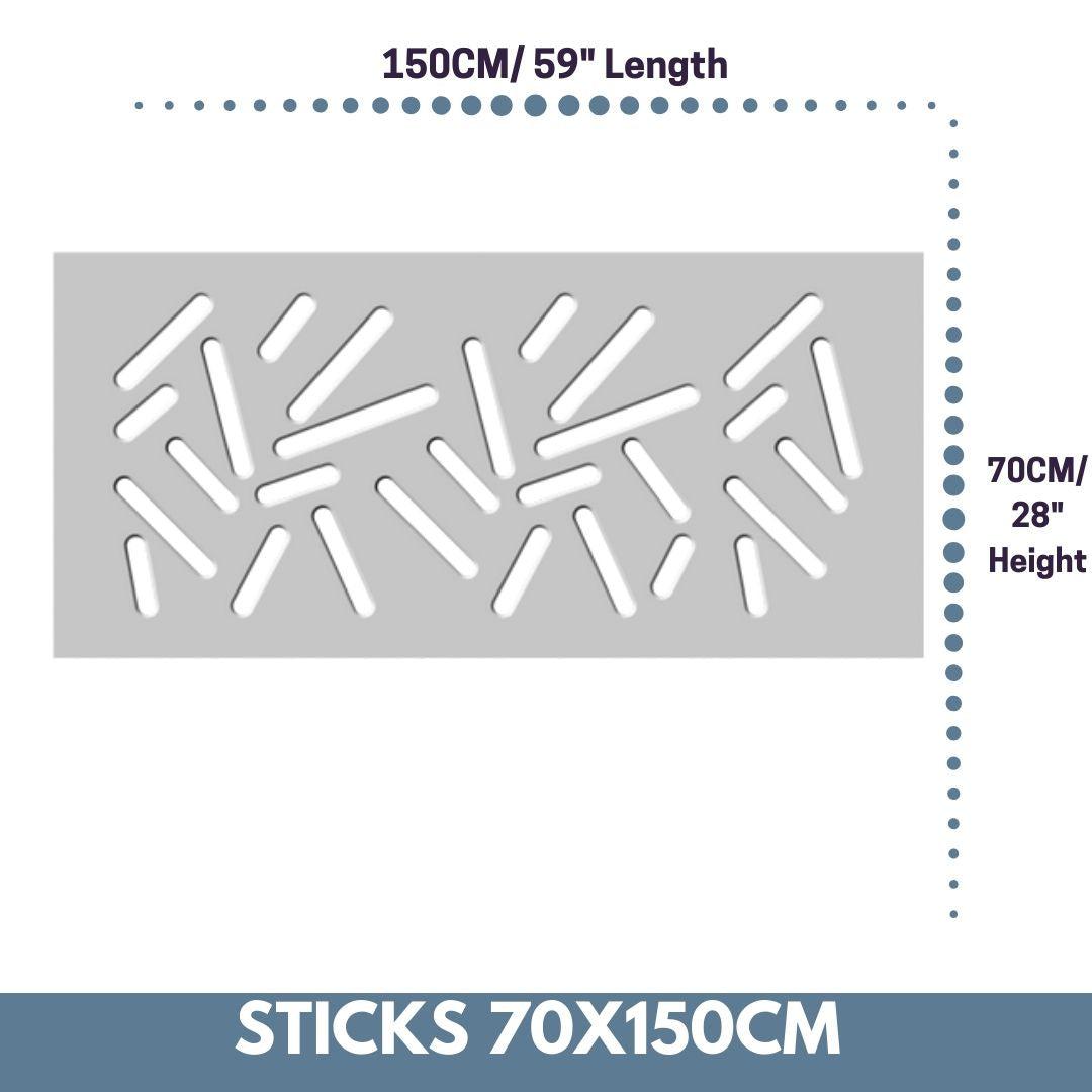 Modern Removable Radiator Cover with subtle STICKS Design HIGH GLOSS Finish & Colours-White Gloss-70x150cm-Distinct Designs (London) Ltd