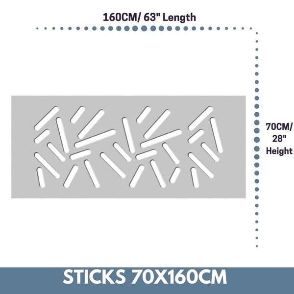 Modern Removable Radiator Cover with subtle STICKS Design in SATIN MATT Finish & Colours-White-70x160cm-Distinct Designs (London) Ltd