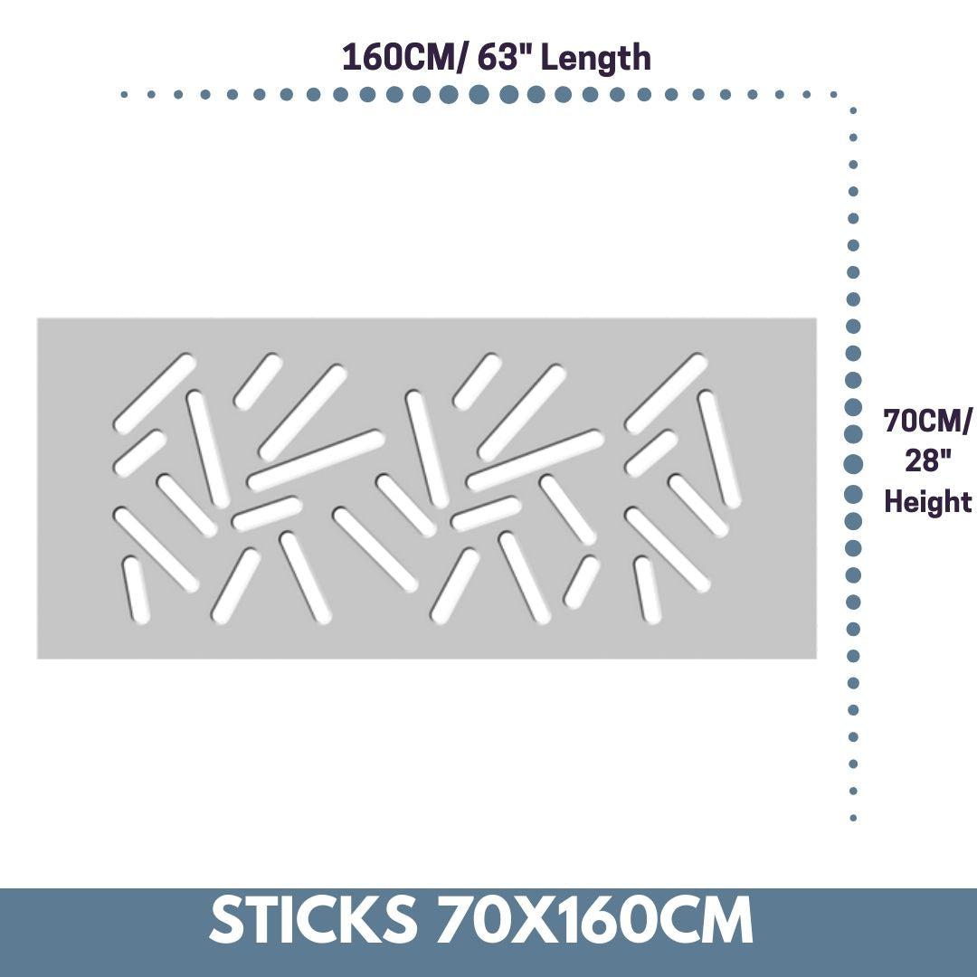 Modern Removable Radiator Cover with subtle STICKS Design HIGH GLOSS Finish & Colours-White Gloss-70x160cm-Distinct Designs (London) Ltd
