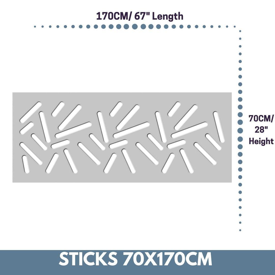 Modern Removable Radiator Cover with subtle STICKS Design HIGH GLOSS Finish & Colours-White Gloss-70x170cm-Distinct Designs (London) Ltd