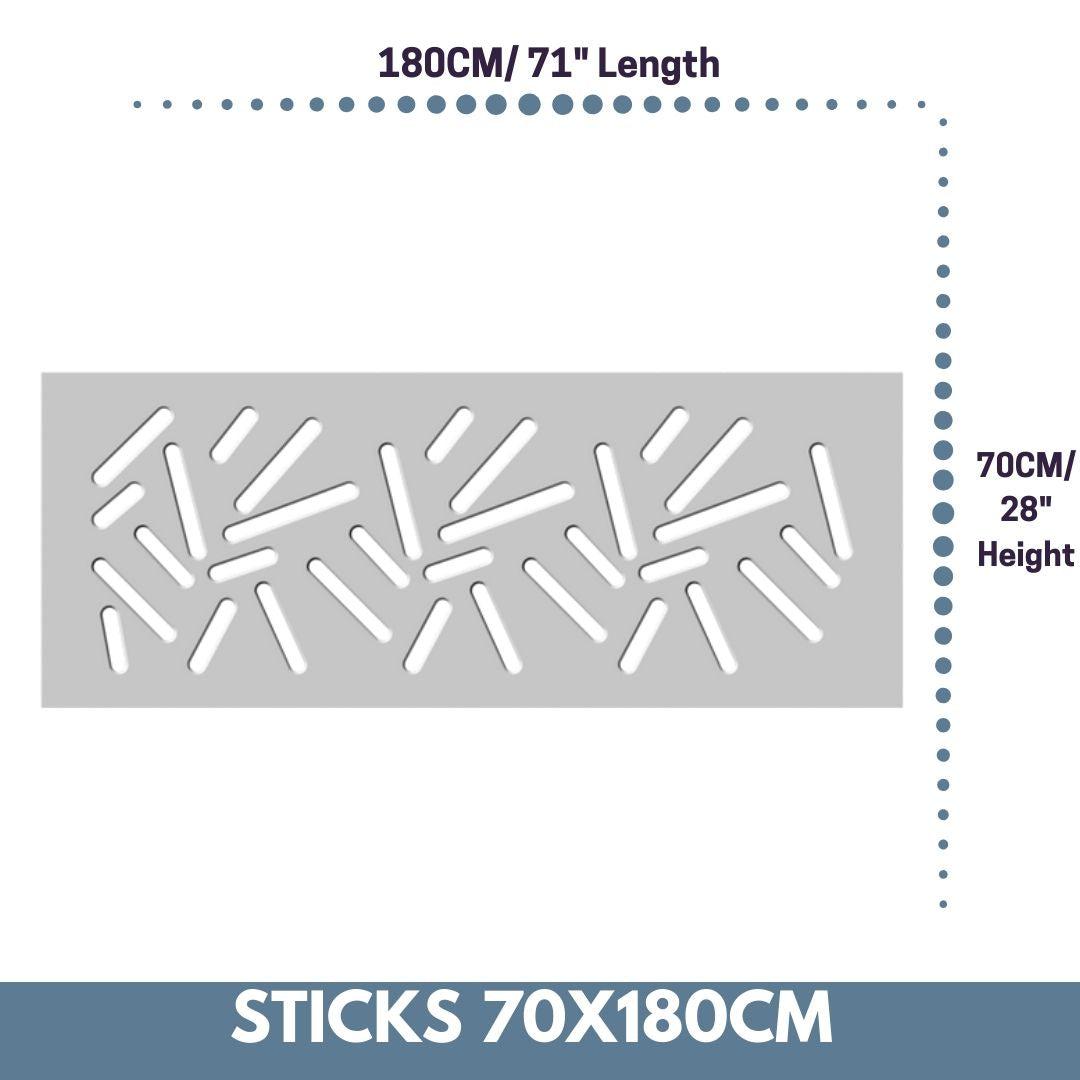 Modern Removable Radiator Cover with subtle STICKS Design HIGH GLOSS Finish & Colours-White Gloss-70x180cm-Distinct Designs (London) Ltd
