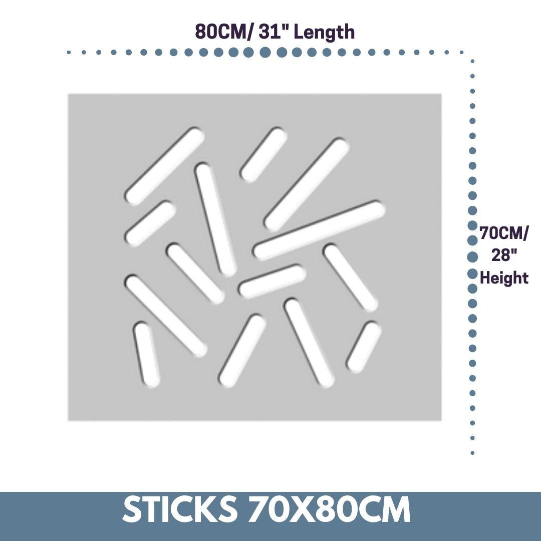 Modern Removable Radiator Cover with subtle STICKS Design HIGH GLOSS Finish & Colours-White Gloss-70x80cm-Distinct Designs (London) Ltd