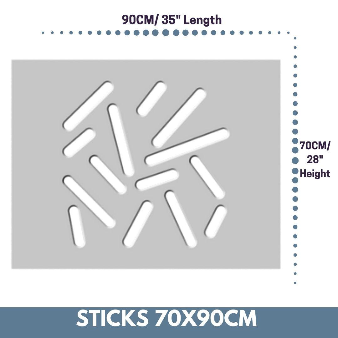 Modern Removable Radiator Cover with subtle STICKS Design HIGH GLOSS Finish & Colours-White Gloss-70x90cm-Distinct Designs (London) Ltd