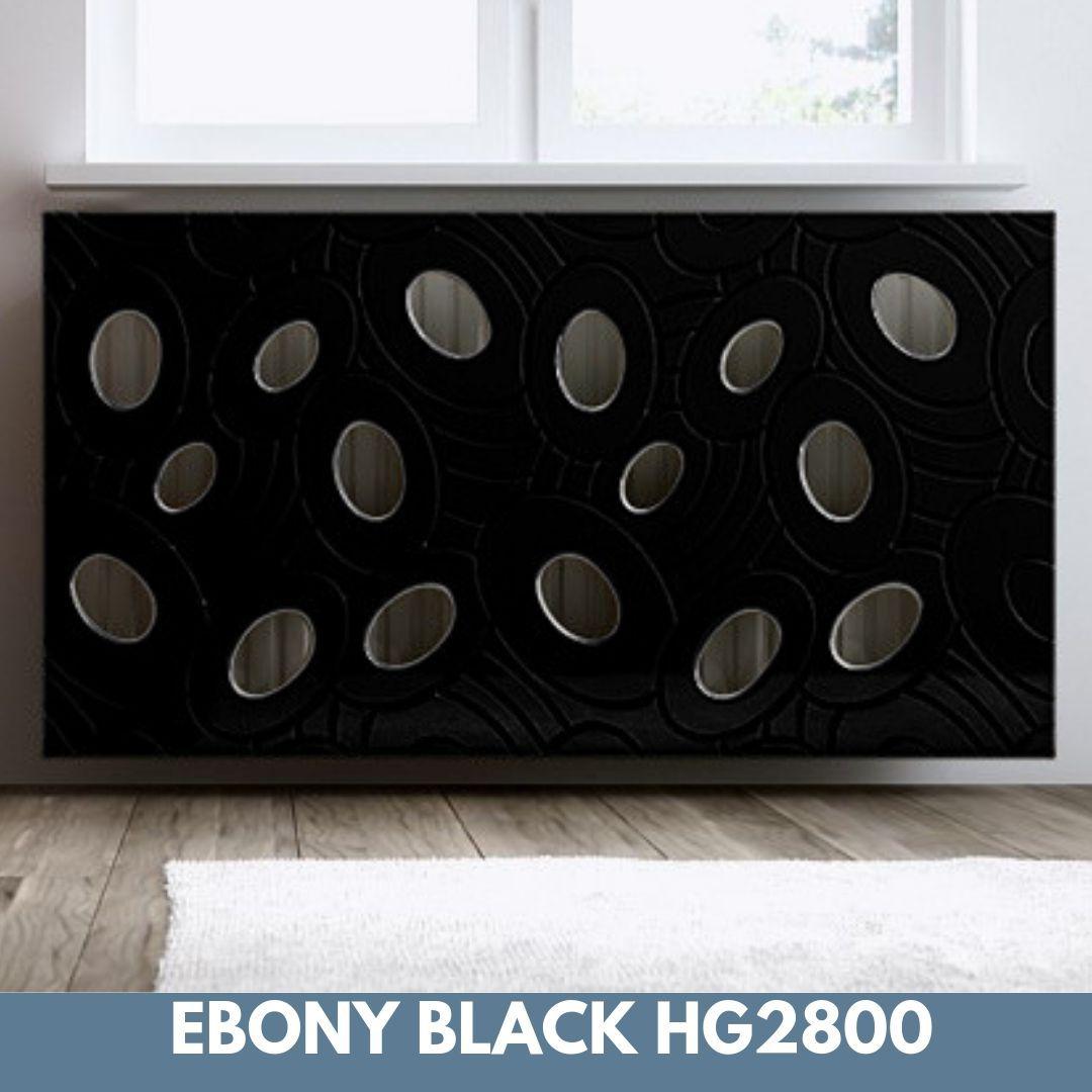 Sophisticated Removable Radiator Heater Cover with bold GALAXY Design HIGH GLOSS Finish & Colours-Ebony Black-70x70cm-Distinct Designs (London) Ltd