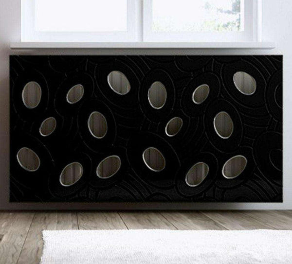 Designer Radiator Heater Cover with Luxury GALAXY Design HIGH GLOSS Finish-Black-70x70cm-Distinct Designs (London) Ltd