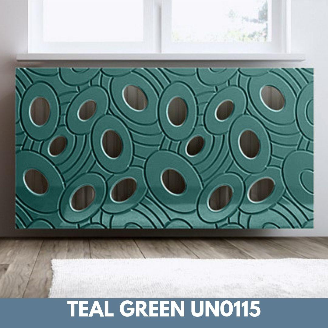 Sophisticated Removable Radiator Heater Cover with bold GALAXY Design in Satin MATT Finish & Colours-Teal-70x70cm-Distinct Designs (London) Ltd