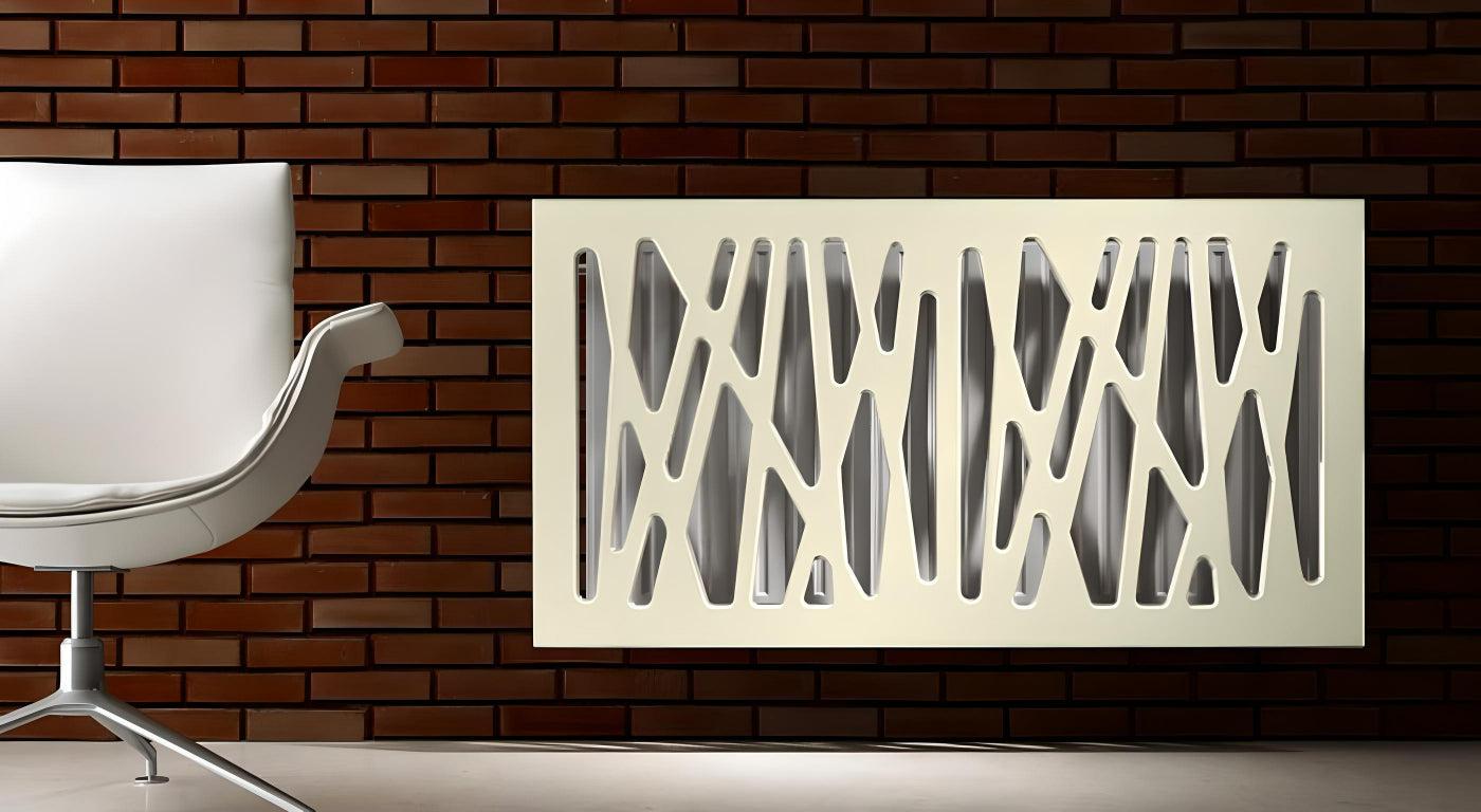 Stylish Radiator Heater Cover with Unusual with GEO Design HIGH GLOSS Finish-Linen-70x70cm-Distinct Designs (London) Ltd