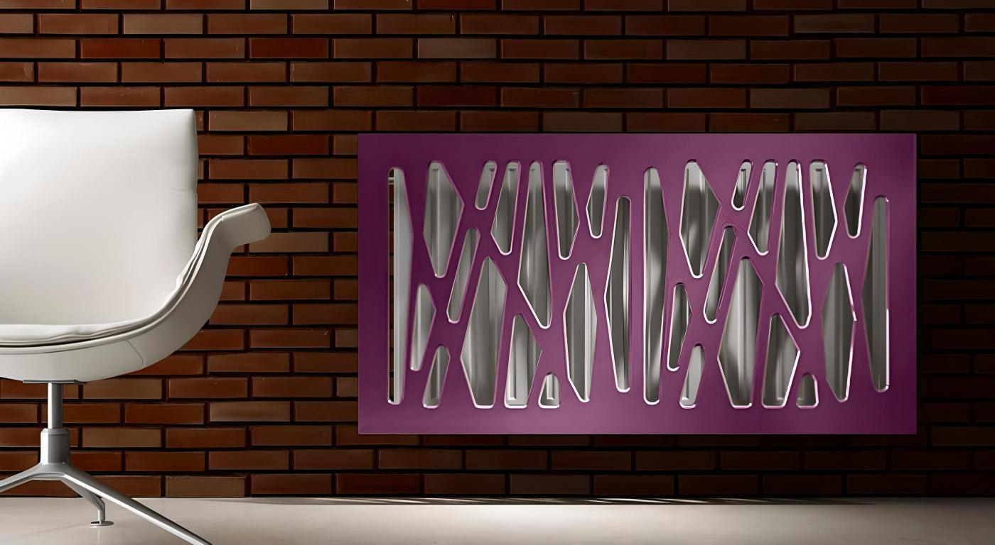 Stylish Radiator Heater Cover with Unusual with GEO Design HIGH GLOSS Finish-Purple-70x70cm-Distinct Designs (London) Ltd