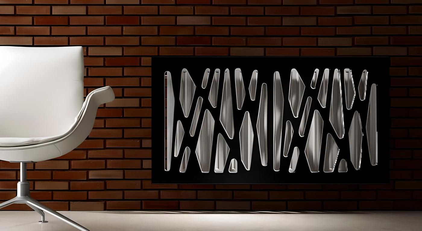 Stylish Radiator Heater Cover with Unusual with GEO Design HIGH GLOSS Finish-Black-70x70cm-Distinct Designs (London) Ltd