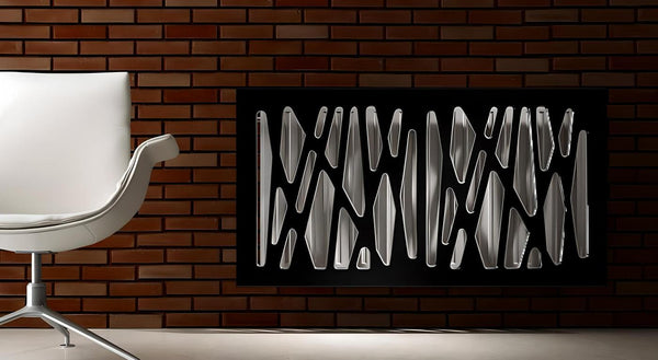 Stylish Radiator Heater Cover with Unusual with GEO Design HIGH GLOSS Finish-Black-70x70cm-Distinct Designs (London) Ltd