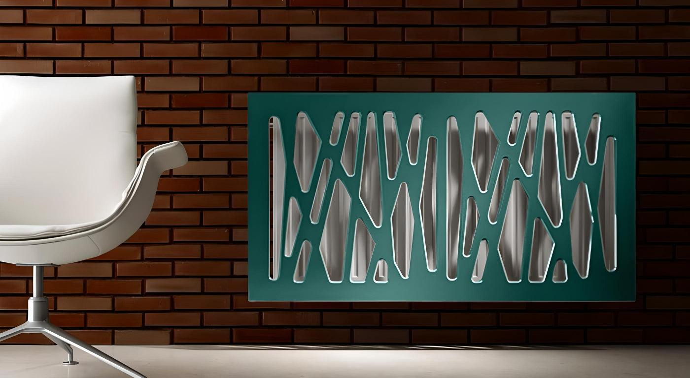 Stylish Radiator Cover with Unusual Futuristic GEO Design SATIN MATT Finish-Teal-70x70cm-Distinct Designs (London) Ltd