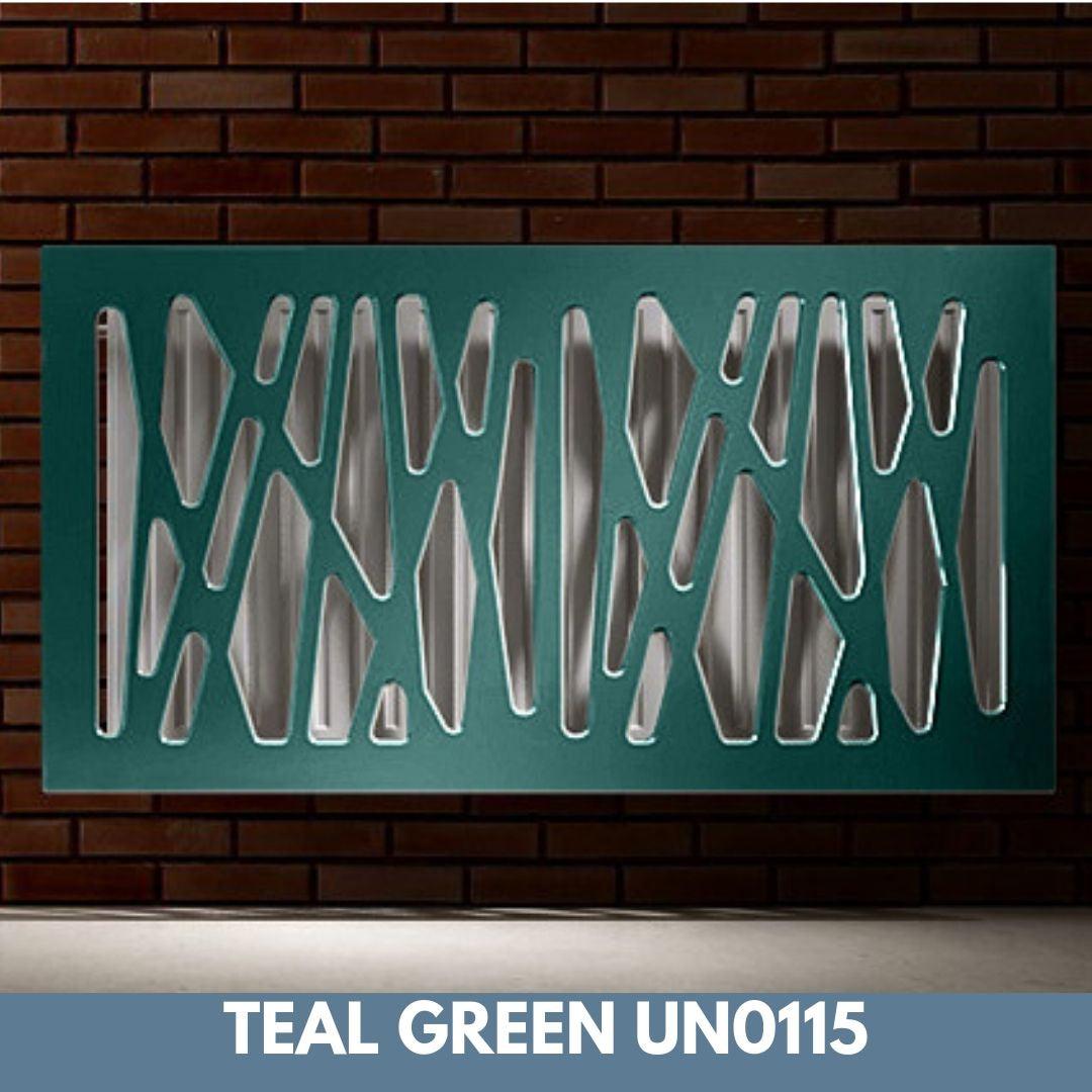 Stunning Removable Radiator Heater Cover with Futuristic GEO Design in SATIN MATT Finish & Colours-Teal-70x70cm-Distinct Designs (London) Ltd