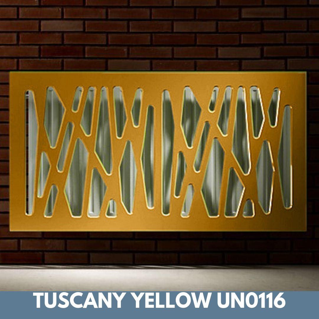 Stunning Removable Radiator Heater Cover with Futuristic GEO Design in SATIN MATT Finish & Colours-Tuscany Yellow-70x70cm-Distinct Designs (London) Ltd