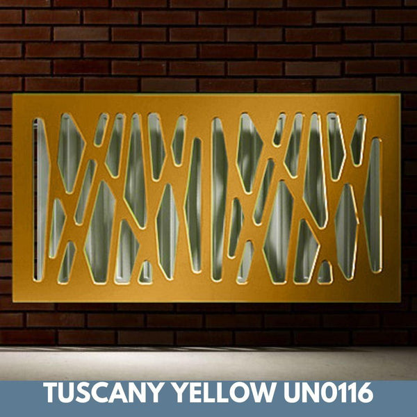 Stunning Removable Radiator Heater Cover with Futuristic GEO Design in SATIN MATT Finish & Colours-Tuscany Yellow-70x70cm-Distinct Designs (London) Ltd