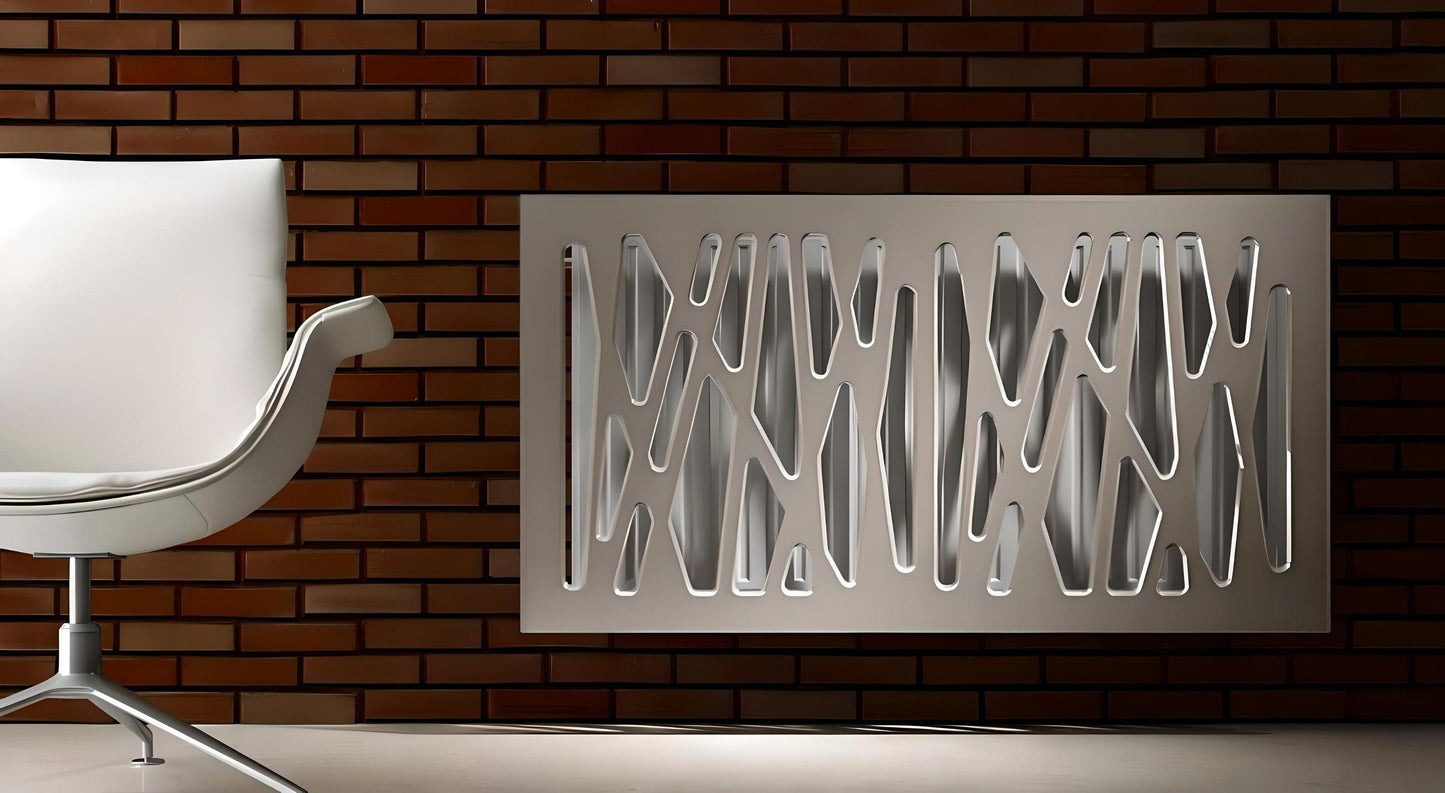 Stylish Radiator Cover with Unusual Futuristic GEO Design SATIN MATT Finish-Light Wood-70x70cm-Distinct Designs (London) Ltd