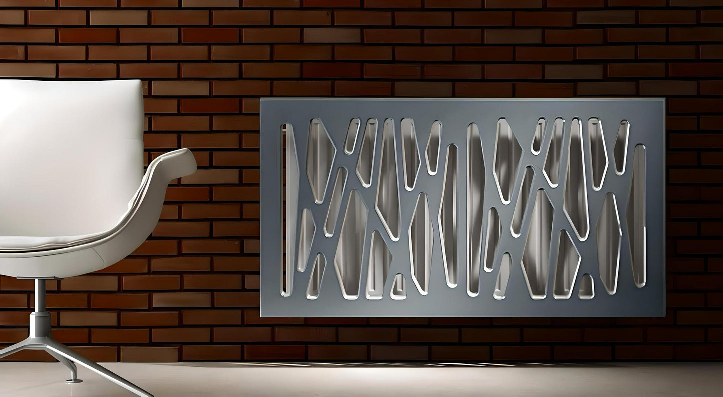 Stylish Radiator Cover with Unusual Futuristic GEO Design SATIN MATT Finish-Slate Grey-70x70cm-Distinct Designs (London) Ltd