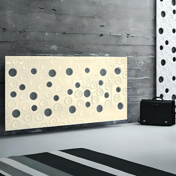 Custom-Made Floating Radiator Heater Cover with Decorative MOON Design HIGH GLOSS Finish-Linen-70x70cm-Distinct Designs (London) Ltd