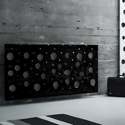 Custom-Made Floating Radiator Heater Cover with Decorative MOON Design HIGH GLOSS Finish-Black-70x70cm-Distinct Designs (London) Ltd