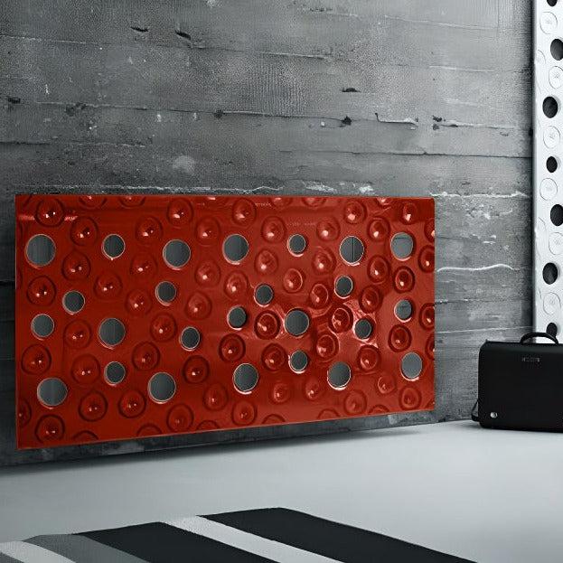 Custom-Made Floating Radiator Heater Cover with Decorative MOON Design HIGH GLOSS Finish-DarkRed-70x70cm-Distinct Designs (London) Ltd