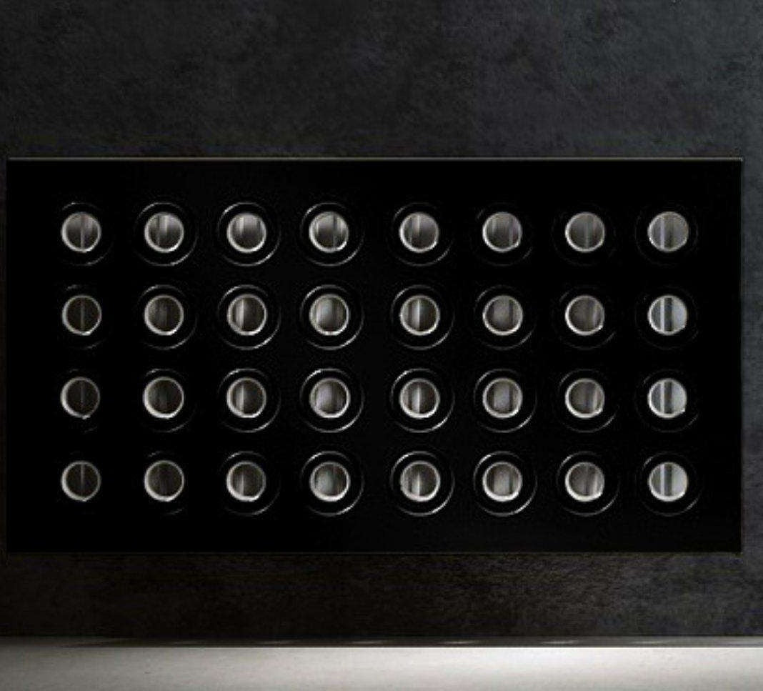 Made to Measure Radiator Heater Cover with Contemporary RINGS Design HIGH GLOSS Finish-Black-70x70cm-Distinct Designs (London) Ltd
