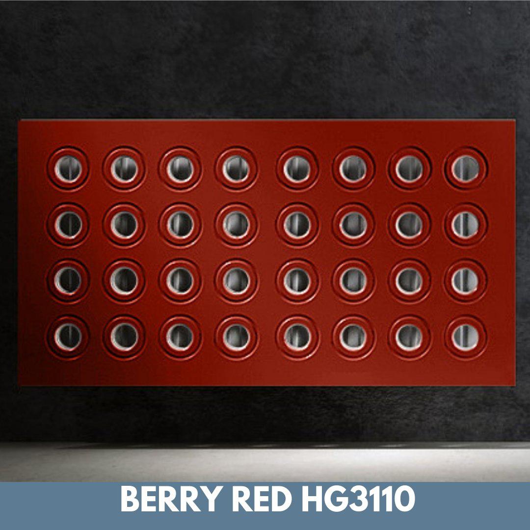 Modern Removable Radiator Heater Cover with Contemporary RINGS Design in GLOSS Finish & Colours-Berry Red-70x70cm-Distinct Designs (London) Ltd