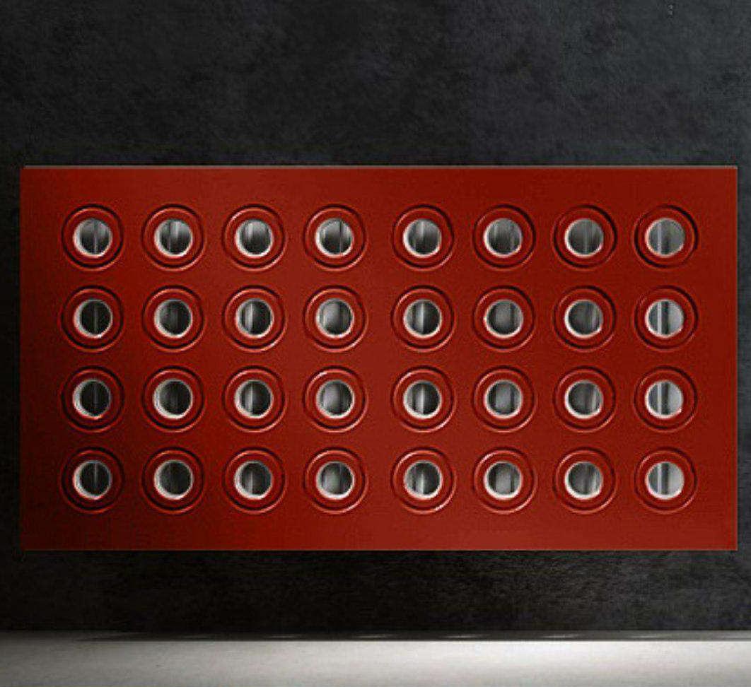 Made to Measure Radiator Heater Cover with Contemporary RINGS Design HIGH GLOSS Finish-DarkRed-70x70cm-Distinct Designs (London) Ltd