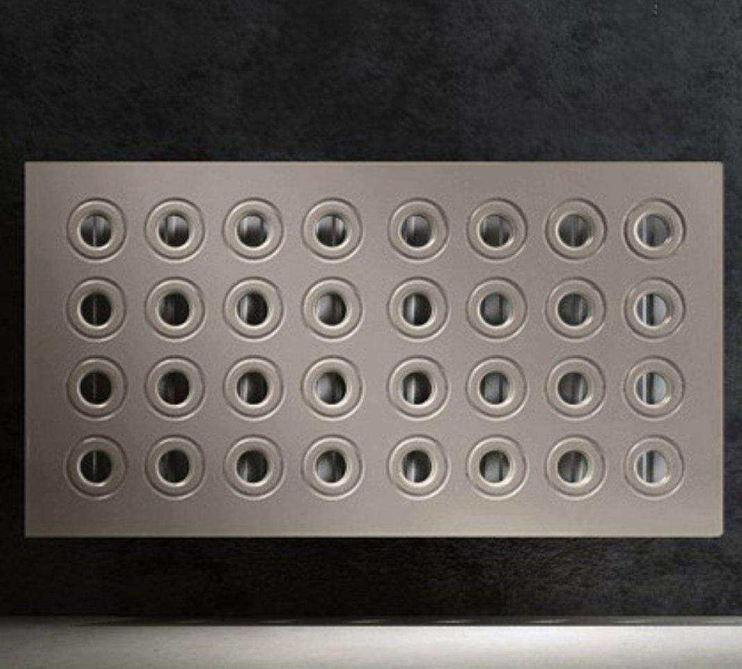 Made to Measure Radiator Heater Cover with Contemporary RINGS Design SATIN MATT Finish-Light Wood-70x70cm-Distinct Designs (London) Ltd