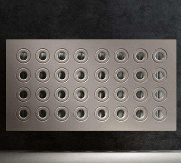 Made to Measure Radiator Heater Cover with Contemporary RINGS Design SATIN MATT Finish-Light Wood-70x70cm-Distinct Designs (London) Ltd