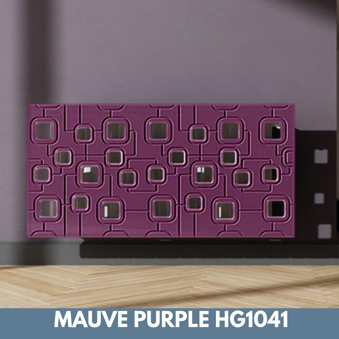 Bespoke Removable Radiator Heater Cover with geometric SATURN Design in HIGH GLOSS Finish & Colours-Mauve Purple-70x70cm-Distinct Designs (London) Ltd