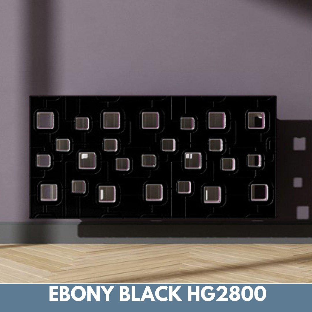Bespoke Removable Radiator Heater Cover with geometric SATURN Design in HIGH GLOSS Finish & Colours-Ebony Black-70x70cm-Distinct Designs (London) Ltd