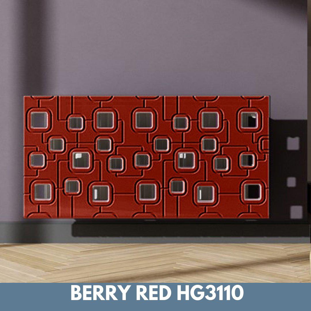 Bespoke Removable Radiator Heater Cover with geometric SATURN Design in HIGH GLOSS Finish & Colours-Berry Red-70x70cm-Distinct Designs (London) Ltd