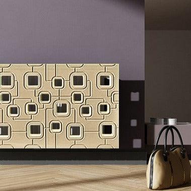 Bespoke Radiator Heater Cover in GOLD Finish with modern geometric SATURN Design Pattern-Gold-70x70cm-Distinct Designs (London) Ltd