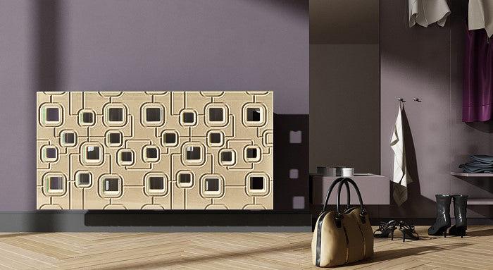 Bespoke Radiator Heater Cover in GOLD Finish with modern geometric SATURN Design Pattern-Distinct Designs (London) Ltd