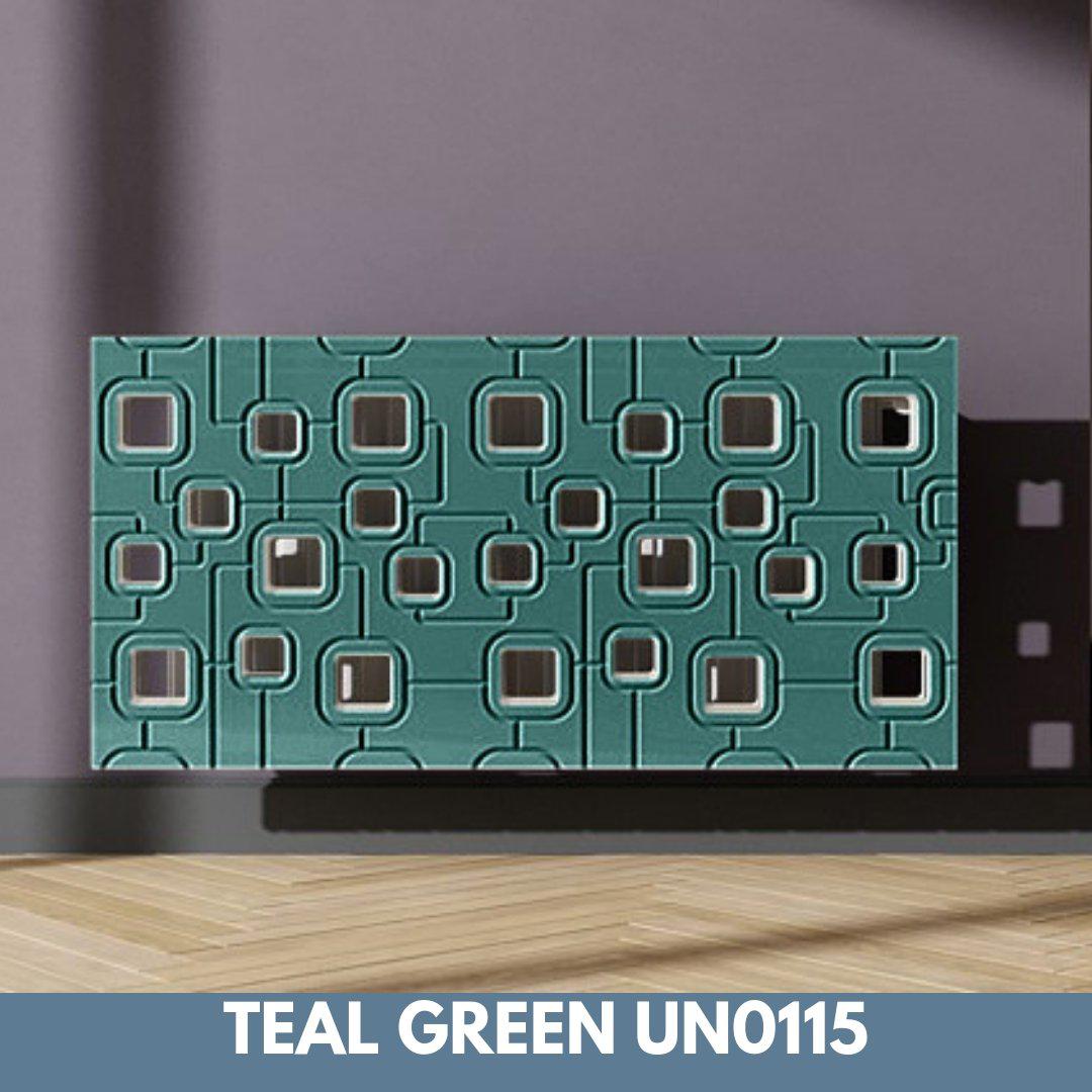 Bespoke Removable Radiator Heater Cover with geometric SATURN Design in SATIN MATT Finish & Colours-Teal-70x70cm-Distinct Designs (London) Ltd