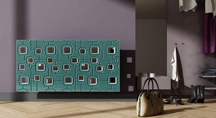Bespoke Removable Radiator Heater Cover with geometric SATURN Design in SATIN MATT Finish & Colours-Distinct Designs (London) Ltd