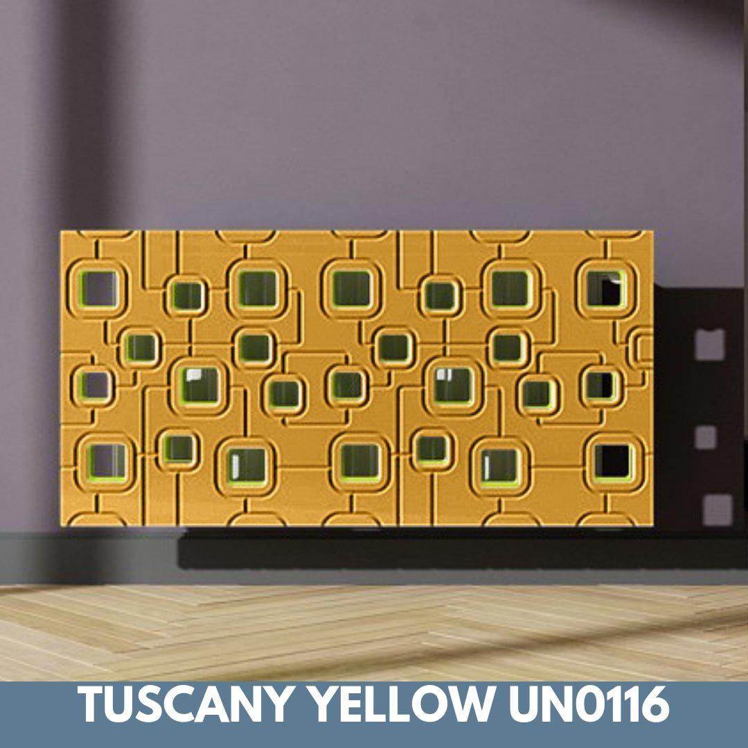Bespoke Removable Radiator Heater Cover with geometric SATURN Design in SATIN MATT Finish & Colours-Tuscany Yellow-70x70cm-Distinct Designs (London) Ltd