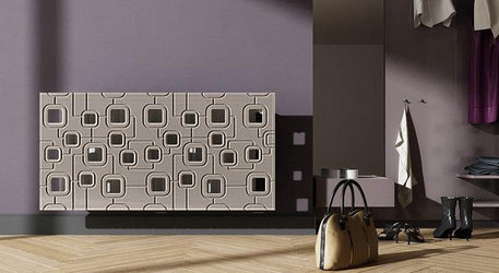 Bespoke Radiator Heater Cover with geometric SATURN Design SATIN MATT Finish-Light Wood-70x70cm-Distinct Designs (London) Ltd